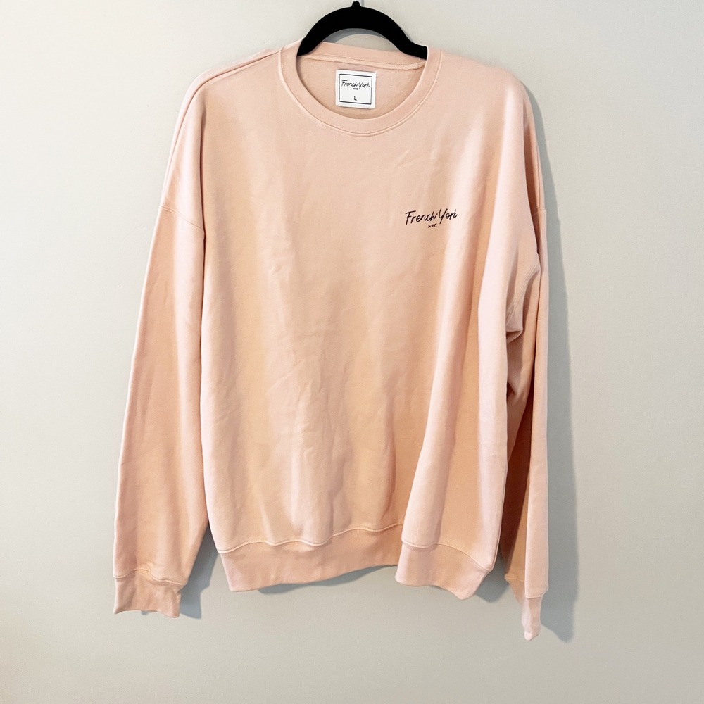 French York NYC Peach Pink‎ Crewneck Sweatshirt women's oversized large nwot